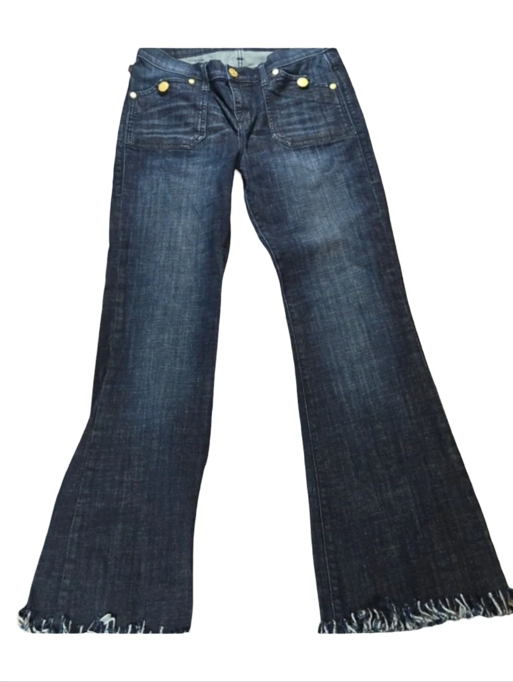 Rock & Republic Dark Blue Flare Jeans with Frayed Hem